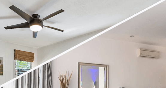 ventilador de techo comparado con el aire acondicionado